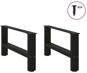Pés para mesa de centro pretos 2 peças 60x(30-31) cm aço
