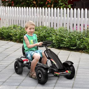 Kart a Pedais para Crianças com Assento Ajustável Pneus de Goma Travão de Mão para Crianças de 5-12 Anos 121x58x61 cm Branco