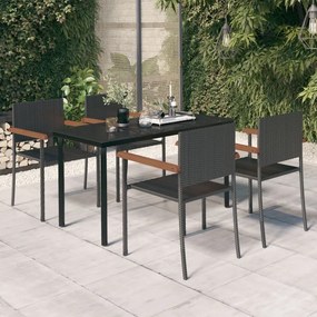 vidaXL 5 pcs conjunto de jantar para jardim preto