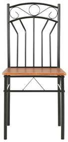 7 pcs conjunto de jantar em MDF e aço castanho