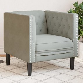 vidaXL Sofá chesterfield veludo cinzento-claro