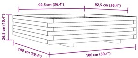 Vaso/floreira de jardim 100x100x26,5 cm pinho maciço branco