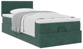 Estrutura de cama otomana vidaXL com colchão verde escuro Veludo