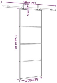 Porta deslizante c/ conj. ferragens 76x205cm vidro ESG preto