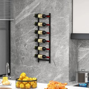 Garrafeira de parede para 6 garrafas Estante suspensa em aço inoxidável para garrafas de vinho Estante vertical para vinhos para cozinha, sala de jant