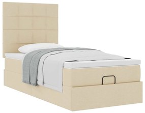 Estrutura de cama otomana com creme de colchão 90x200cm tecido