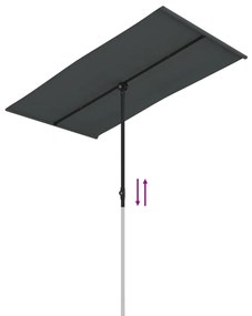 Guarda-sol de jardim c/ poste de alumínio 180x110 cm antracite