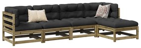 5 pcs conjunto de sofás para jardim madeira de pinho impregnada