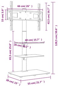 Suporte de canto para TV 32-65 polegadas c/ 3 prateleiras preto