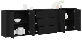 Buffets 3 pcs Carvalho Preto Madeira Engenheirada