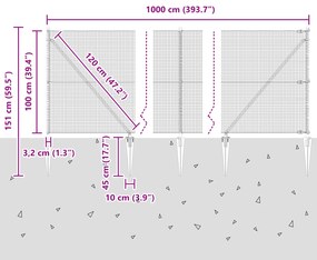 Conjunto de Postes para Cerca 10 x 1 m Conjunto de 2 Aço Galvanizado