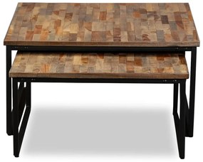 Conjunto mesas centro encastrar 2 pcs teca reciclada maciça