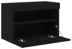 Móvel de parede para TV com luzes LED 60x30x40 cm preto