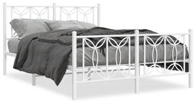 Estrutura de cama com cabeceira e pés 140x190 cm metal branco