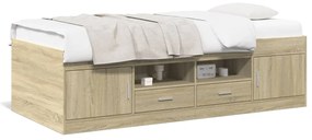 vidaXL Sofá-cama com gavetas sem colchão 90x200 cm carvalho sonoma