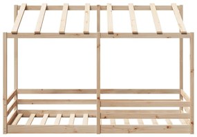 Cama infantil com telhado 80x200 cm madeira de pinho maciça
