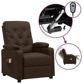 Poltrona de massagens elétrica couro artificial castanho