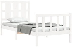Cama sem colchão 100x200 cm madeira de pinho maciça branco