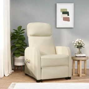 vidaXL Poltrona de massagens elevatória couro artificial cor creme