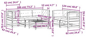 6 pcs conjunto lounge de jardim c/ almofadões pinho impregnado