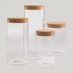 Conjunto De 4 Frascos De Vidro Launun Transparente - Sklum
