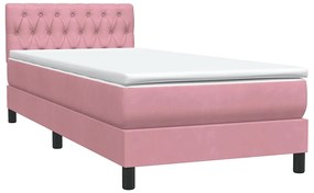 Cama com molas/colchão 100x220 cm veludo Rosa