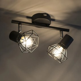 Projetores ajustáveis Art Déco pretos 2 luzes - Mosh 2