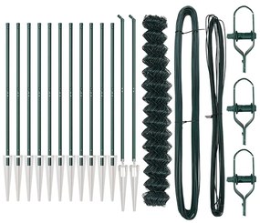 Conjunto de Postes de Cerca Verde 1.5 x 25 m Aço Galvanizado