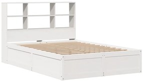 Cama sem colchão 140x190 cm madeira de pinho maciça branco