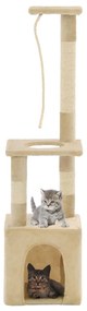 vidaXL Árvore para gatos c/ postes arranhadores sisal 109 cm bege