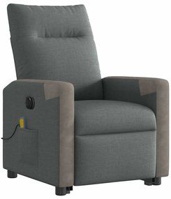 Poltrona elétrica elevatória massagens tecido cinzento-escuro