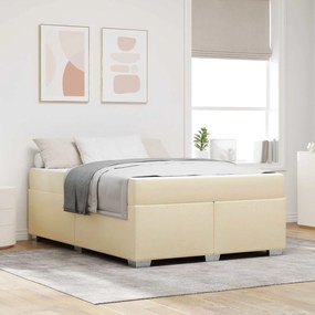 vidaXL Estrutura da Cama com colchão Creme 160 x 200 cm tecido