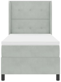 Cama Box Spring vidaXL com Colchão e Luz LED Cinza Claro 100x200 cm Ve