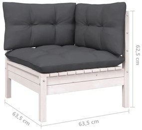 8 pcs conjunto lounge de jardim c/ almofadões pinho branco