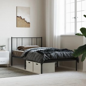 Estrutura de cama com cabeceira 90x200 cm metal preto