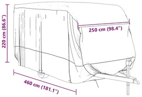 Cobertura caravana 460x250x220 cm tecido não tecido cinzento