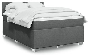 vidaXL Cama com molas/colchão 160x200 cm tecido cinzento-escuro