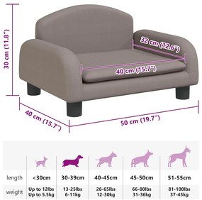 Cama para cães 50x40x30 cm tecido cinzento-acastanhado