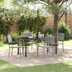 vidaXL Conjunto de Jantar para Jardim de 5 Peças Cinza Polirattan