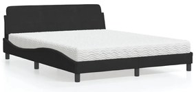 vidaXL Cama com colchão Dover 160x200 cm veludo preto
