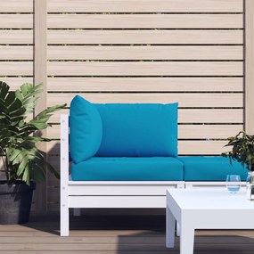 Almofadões para sofá de paletes 3 pcs tecido azul-claro