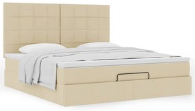 Estrutura de cama otomana com creme de colchão 180x200cm tecido