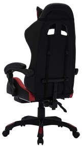 Cadeira corrida luzes LED RGB couro arti. vermelho tinto/preto