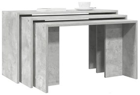 vidaXL Mesas de encastrar 3 pcs derivados de madeira cinzento cimento