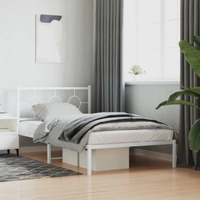 Estrutura de cama em metal com cabeceira 107x203 cm branco