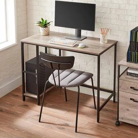 Secretária de escritório de design industrial com 2 prateleiras 50 x 100 x 75 cm greige-preto