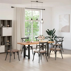 Pés para mesa de jantar pretos 2 peças 60x(72-73) cm aço