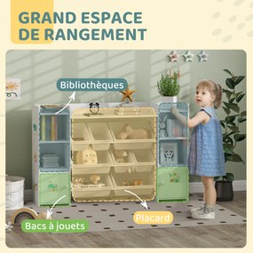 Móvel de arrumação infantil 140 x 30 x 90 cm, estante para brinquedos com 8 caixas removíveis, branco