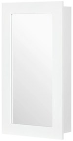 kleankin Armário com Espelho para Casa de Banho Armário de Parede para Casa de Banho com Porta e Prateleiras Ajustáveis 40x12x71 cm Branco