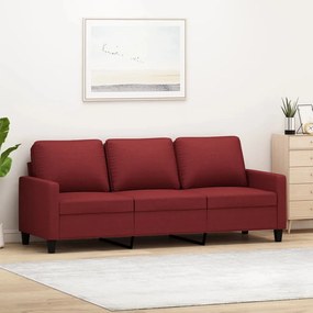 vidaXL Sofá de 3 lugares tecido 180 cm vermelho tinto
